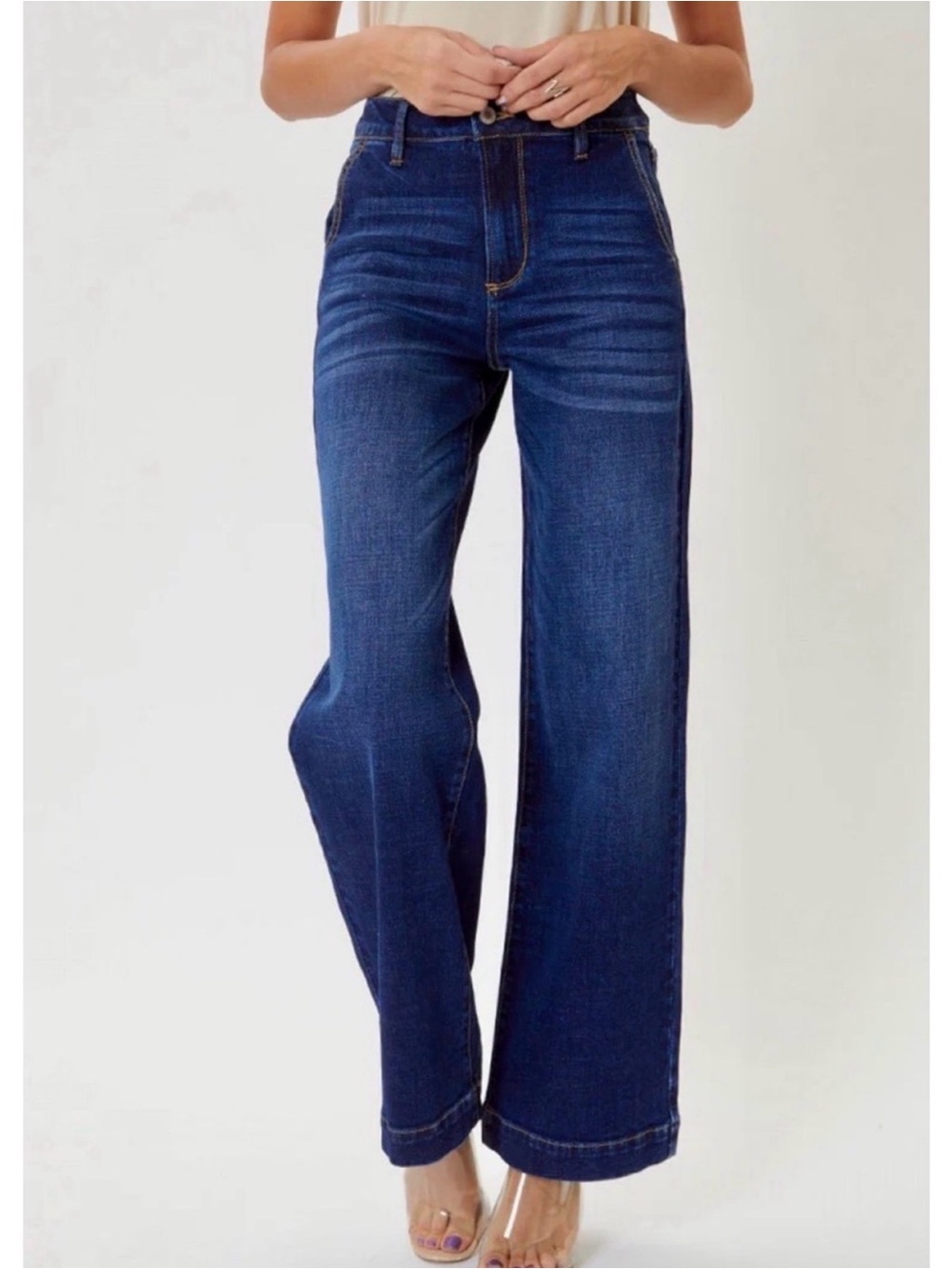 KanCan Dark Blue High-Rise Wide Leg Jeans